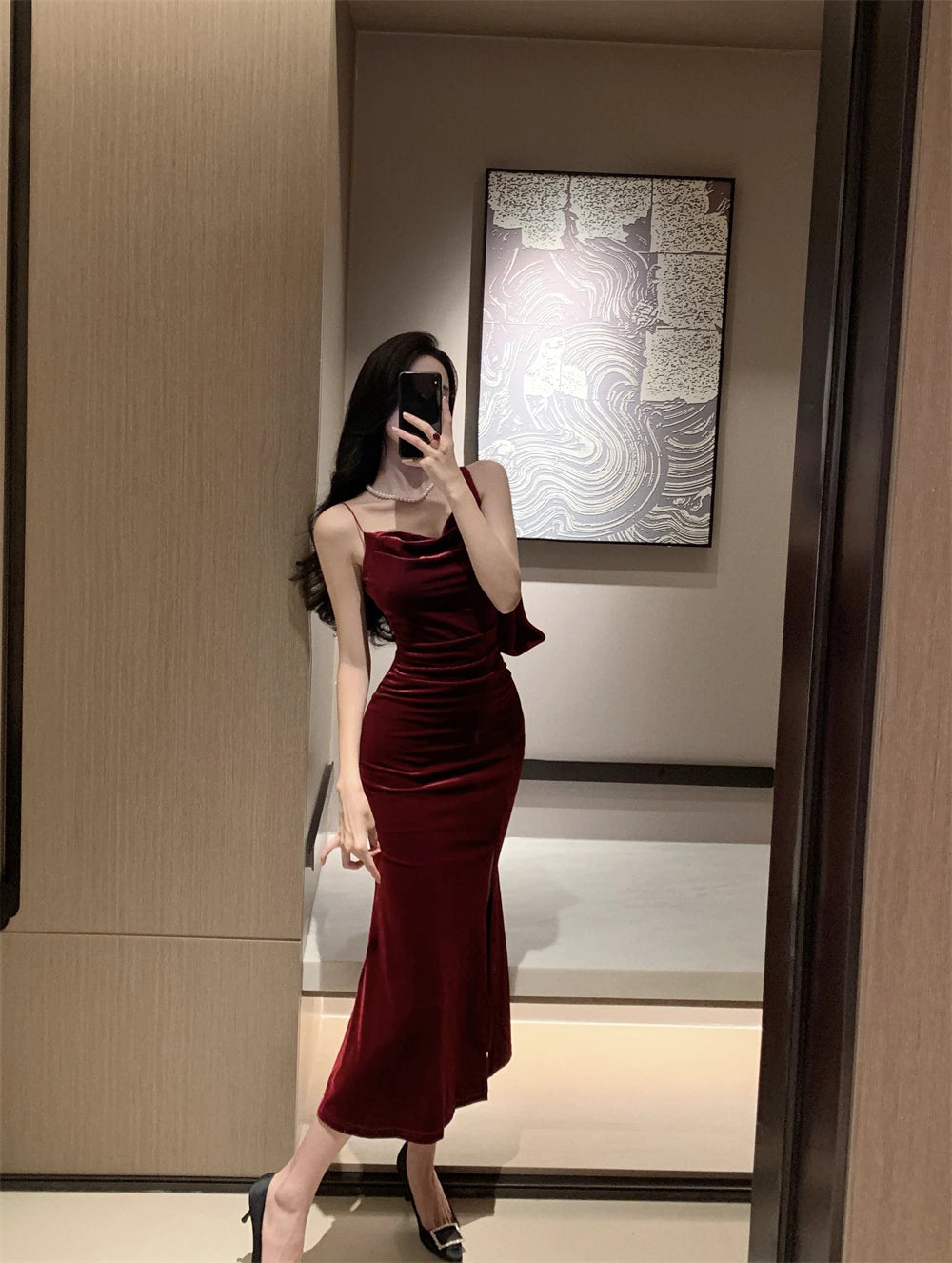 Slit Velvet Dress