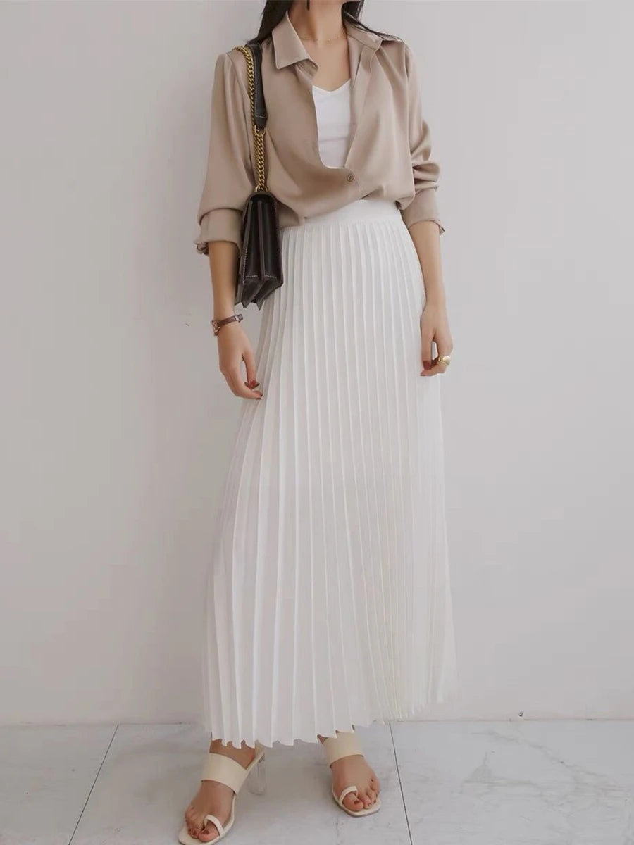 Spring Elegant Pleated Skirt