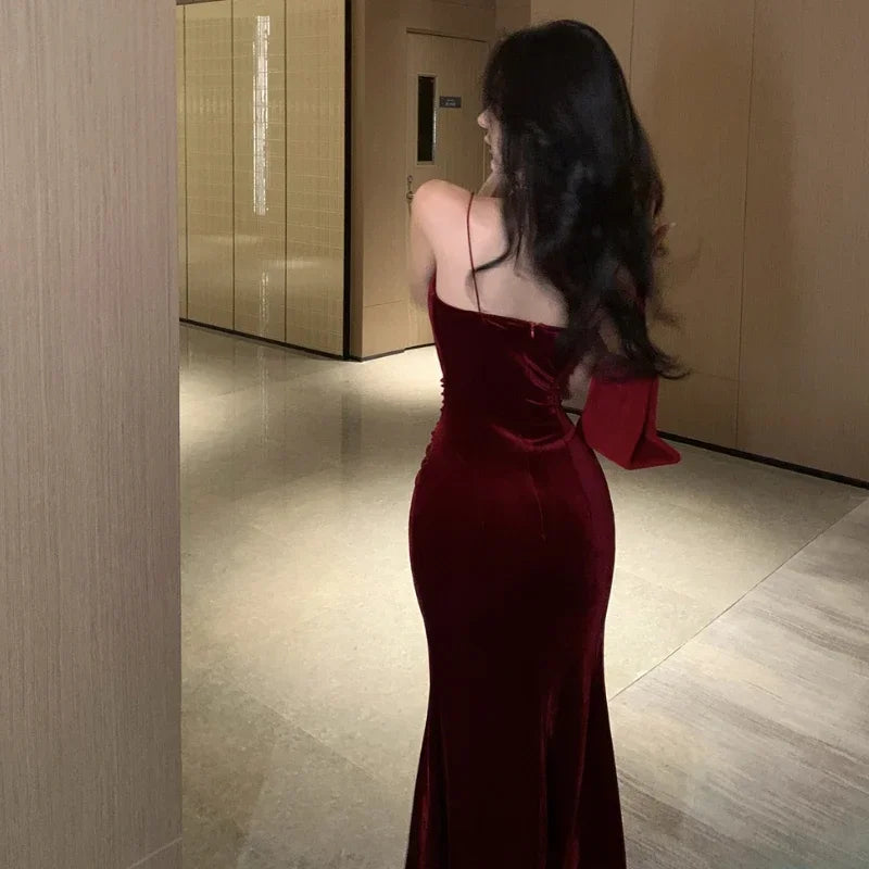 Slit Velvet Dress