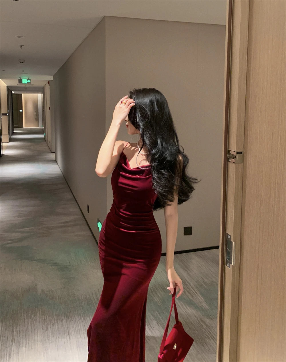 Slit Velvet Dress